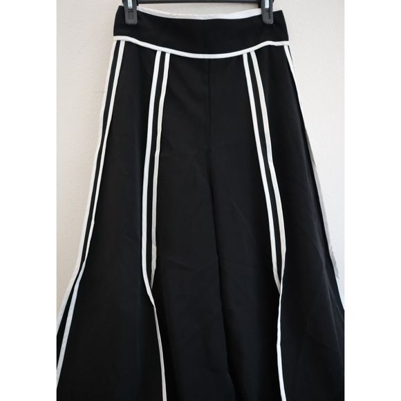 Gracia Women's Sz Small Black/White Open Palazzo Pants - Picture 4 of 9